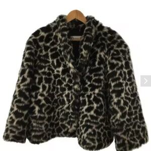 Christian Dior faux fur animal print winter coat. Size medium. EUC